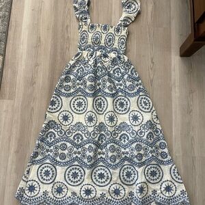Blue and White Eyelet Dress